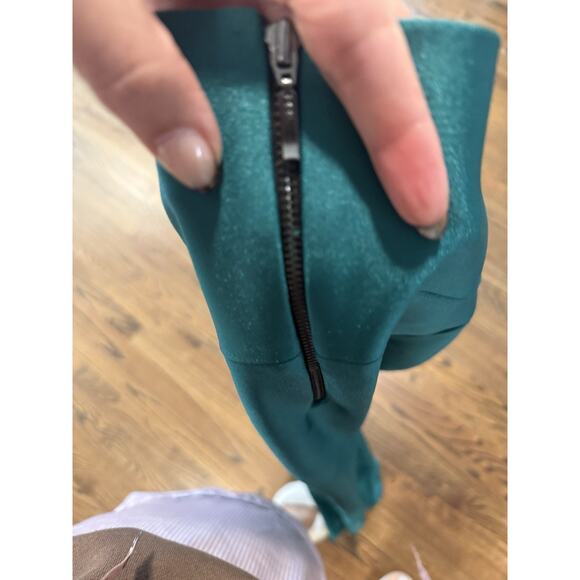 Zara Womens Studio Split Leg Cigarette Pants Metallic Green Size S 2328 - Picture 7 of 8